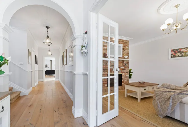 Coastal Vienna Oak through an archway and French doors