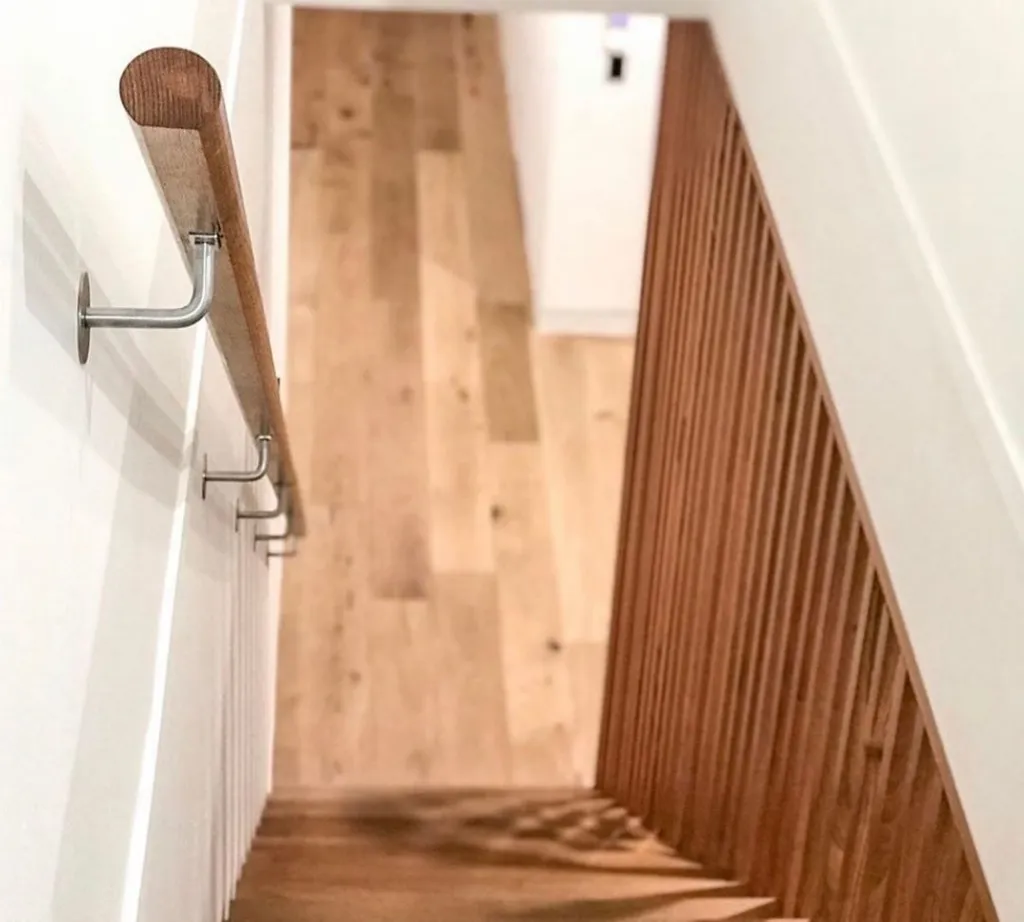 Oak staircase seen from the top landing